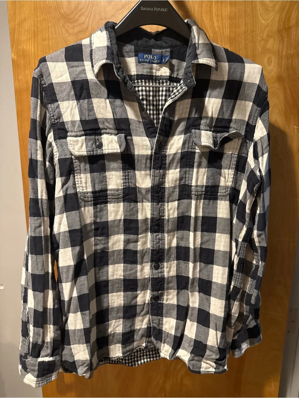 Polo by Ralph Lauren Black and White Buffalo Check Button-Up Shirt